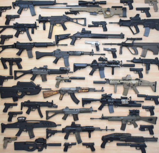 A wall of firearms